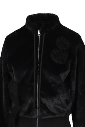 FLEECE APPLIQU_ ZIPUP JACKET / BLK
