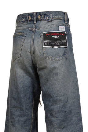 "80YEAR" DAMAGE WIDE DENIM PANTS / IND