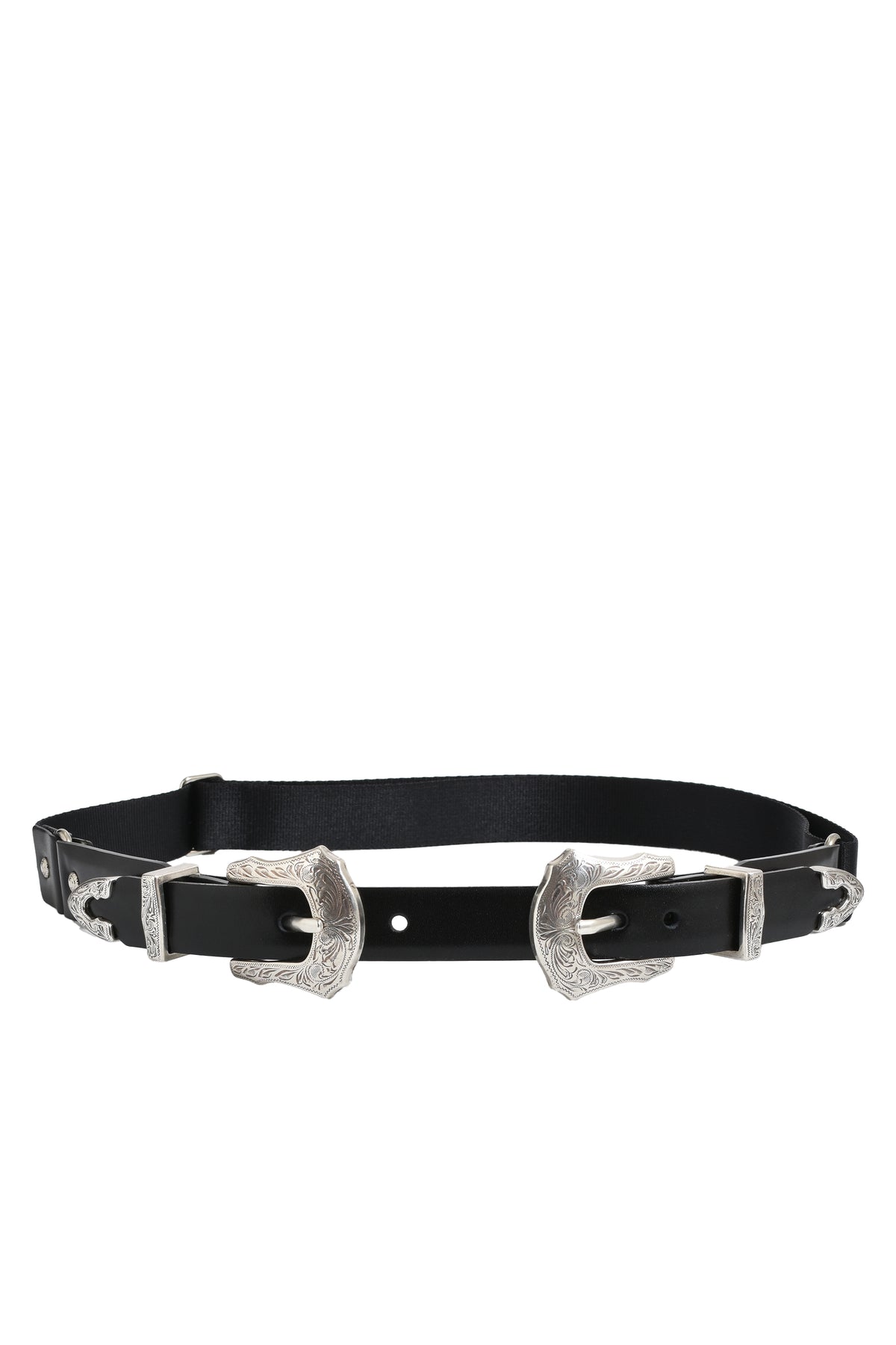 DOUBLE BUCKLE NYLON BELT / BLK