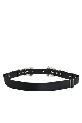 DOUBLE BUCKLE NYLON BELT / BLK