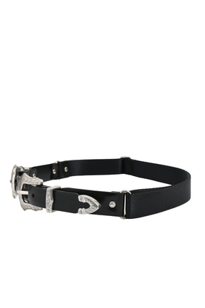 DOUBLE BUCKLE NYLON BELT / BLK