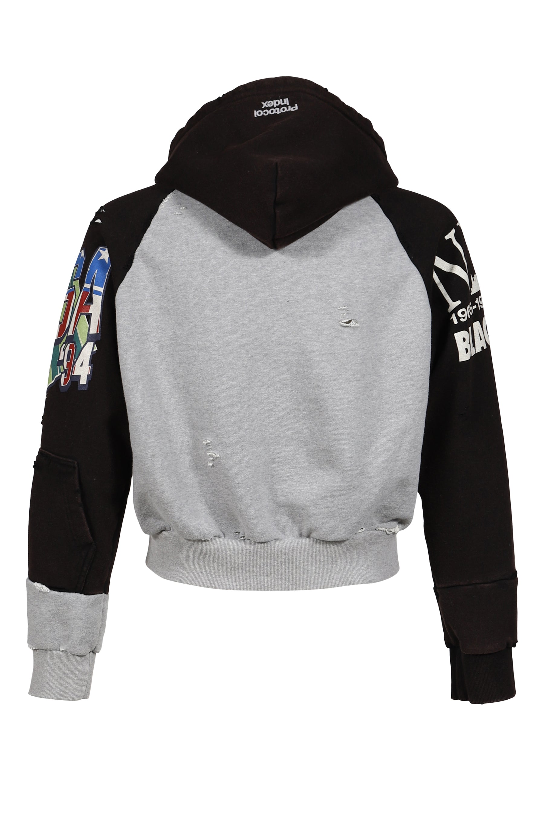 TIGHT FIT RECONSTRUCTED ZIP HOODIE / GRY