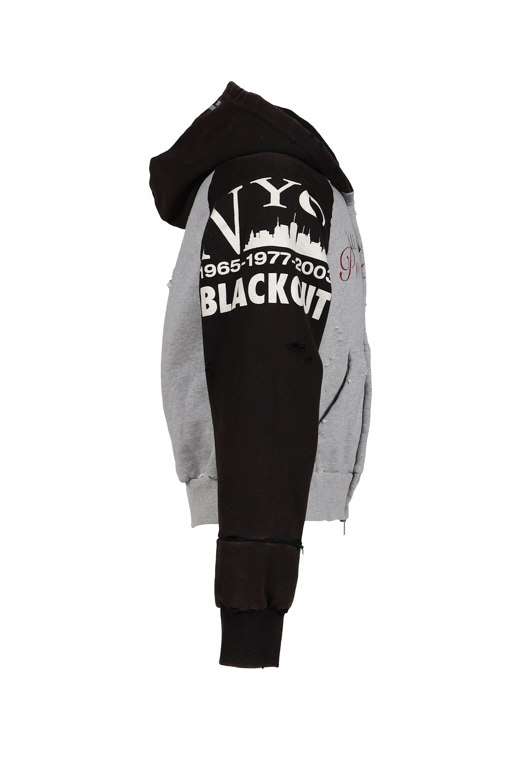 TIGHT FIT RECONSTRUCTED ZIP HOODIE / GRY