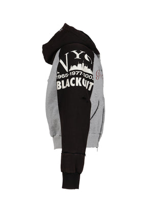 TIGHT FIT RECONSTRUCTED ZIP HOODIE / GRY