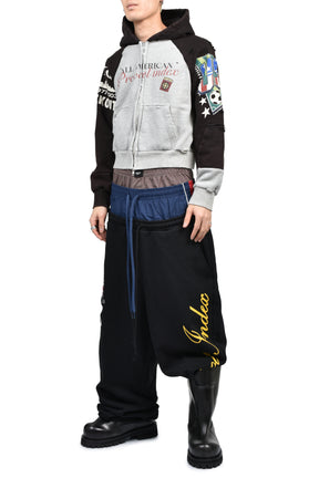 TIGHT FIT RECONSTRUCTED ZIP HOODIE / GRY