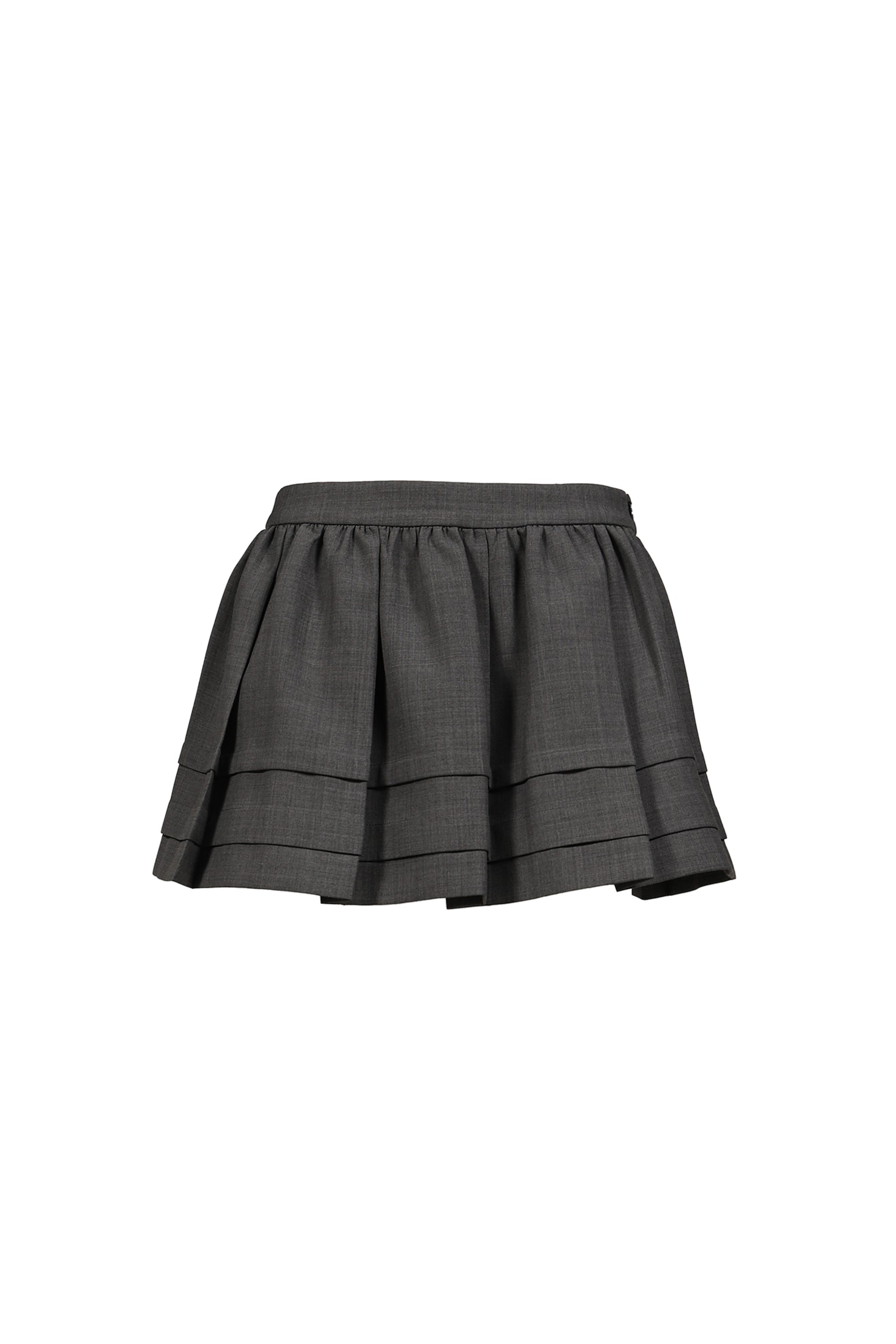 TUCK DETAIL PLEATED SKIRT / GRY