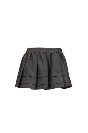 TUCK DETAIL PLEATED SKIRT / GRY