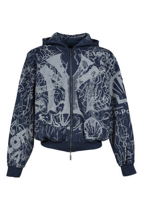 MOWALOLA SS26 NAVY GRAFFITI TRACK TOP / GRY/BLU - NUBIAN