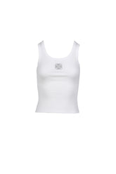 CRYSTAL BIKER CROSS TANKTOP / WHT