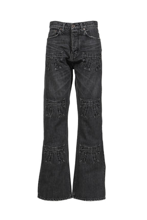 "RIBBON" VINTAGE DENIM PANTS / BLK