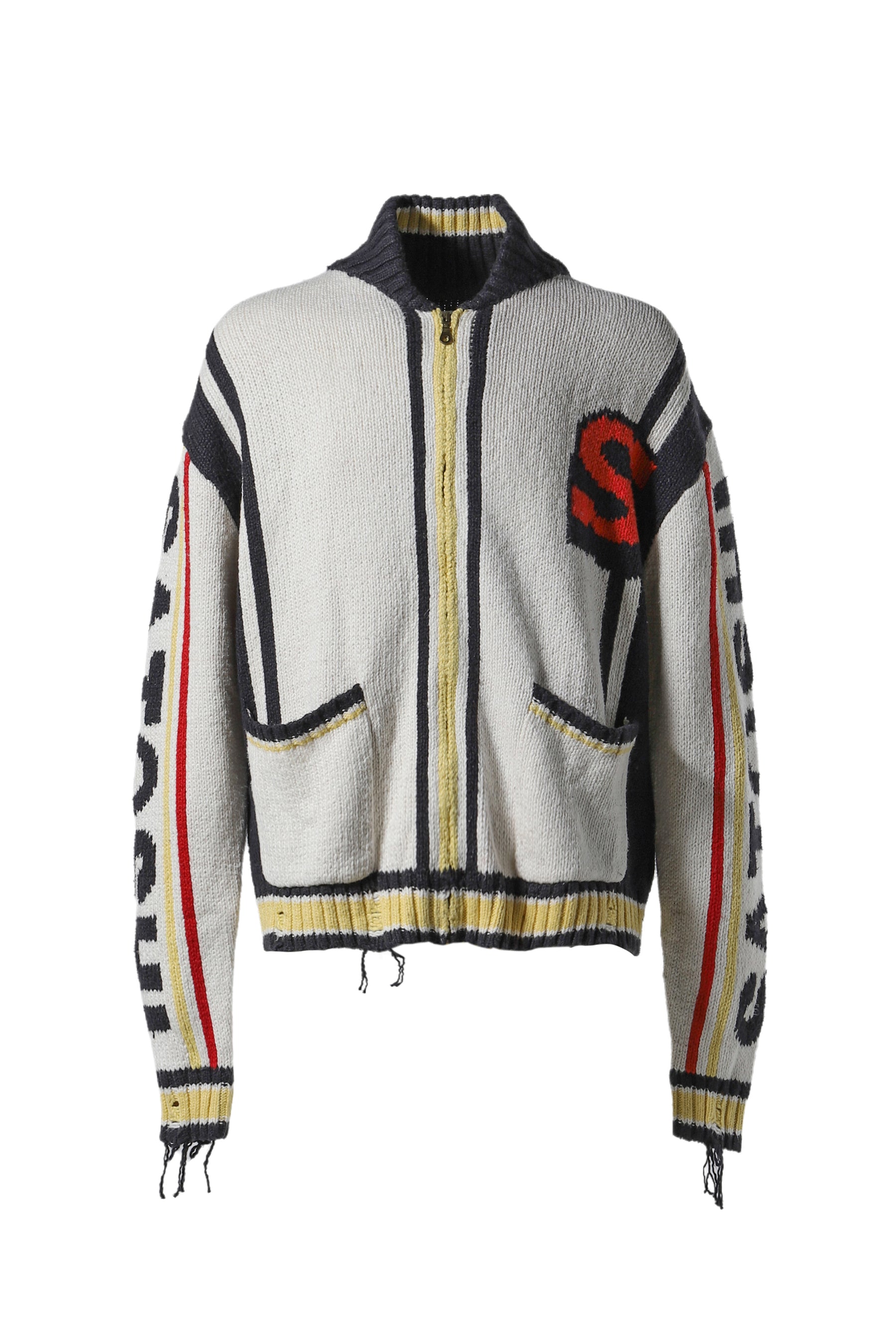 “MEMORY” VARSITY CARDIGAN / WHT