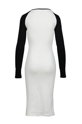 RETRO PRINT RAGLAN SLEEVE MIDI DRESS / BLK