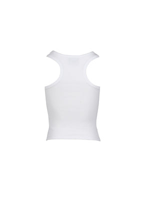 CRYSTAL BIKER CROSS TANKTOP / WHT