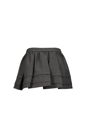 TUCK DETAIL PLEATED SKIRT / GRY