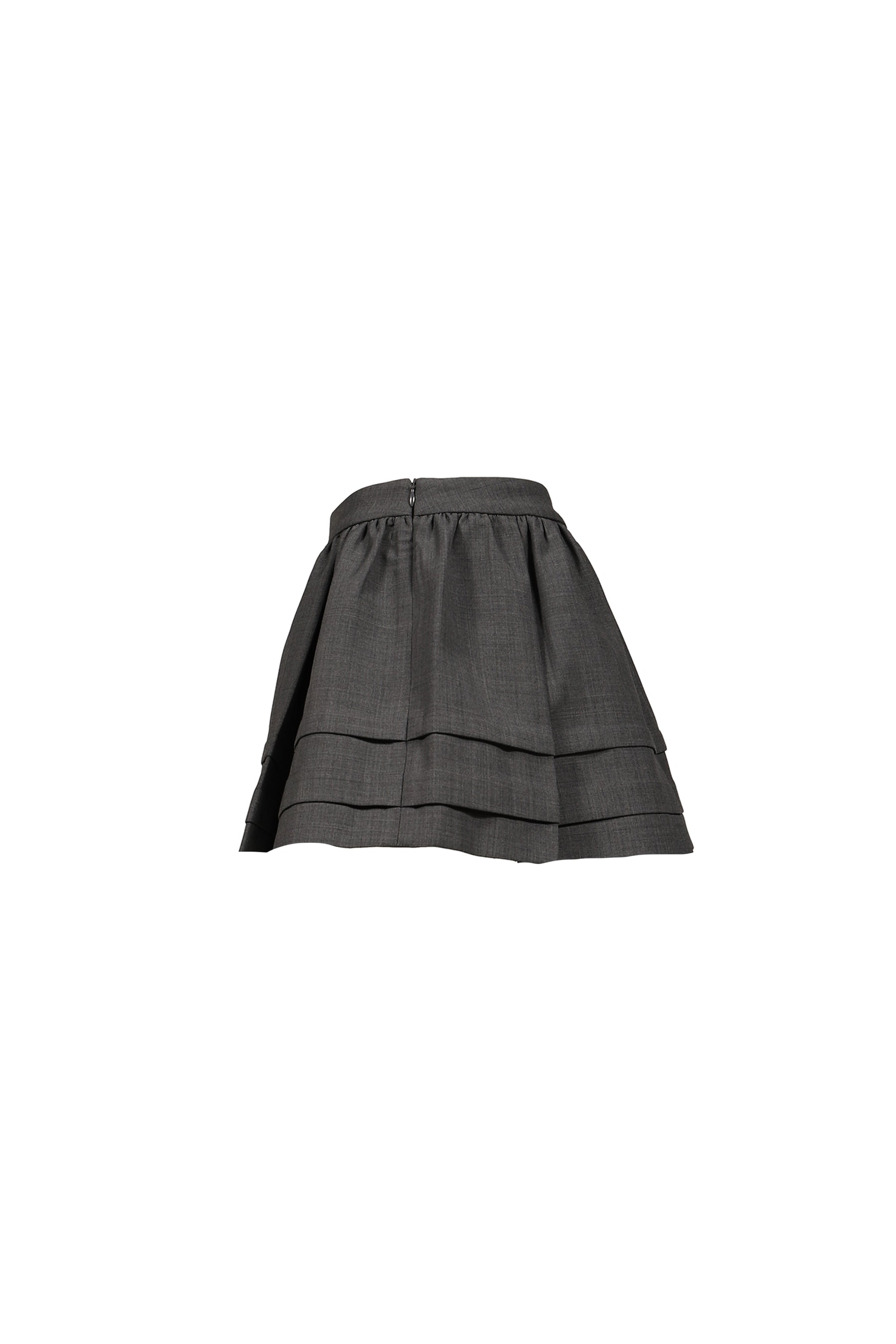 TUCK DETAIL PLEATED SKIRT / GRY