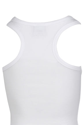 CRYSTAL BIKER CROSS TANKTOP / WHT