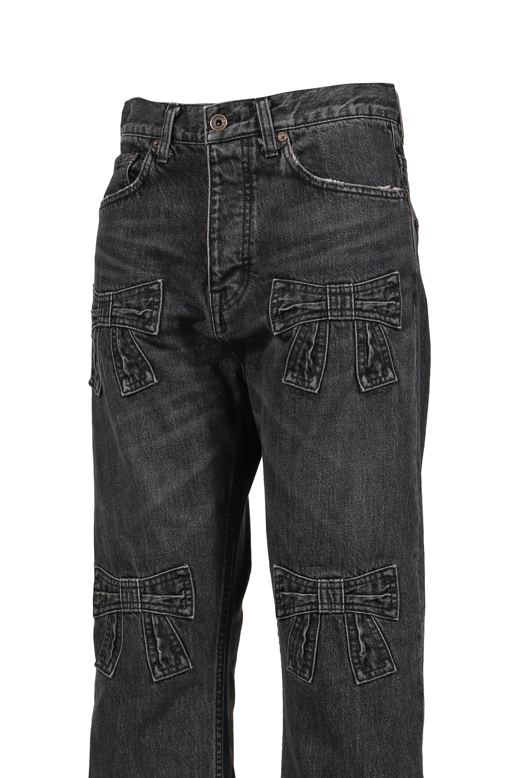 "RIBBON" VINTAGE DENIM PANTS / BLK