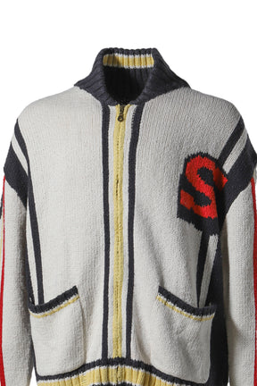 “MEMORY” VARSITY CARDIGAN / WHT