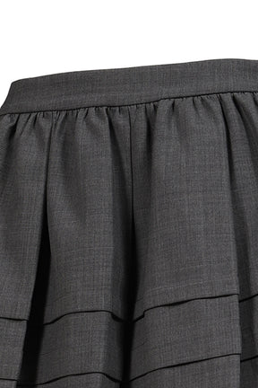 TUCK DETAIL PLEATED SKIRT / GRY