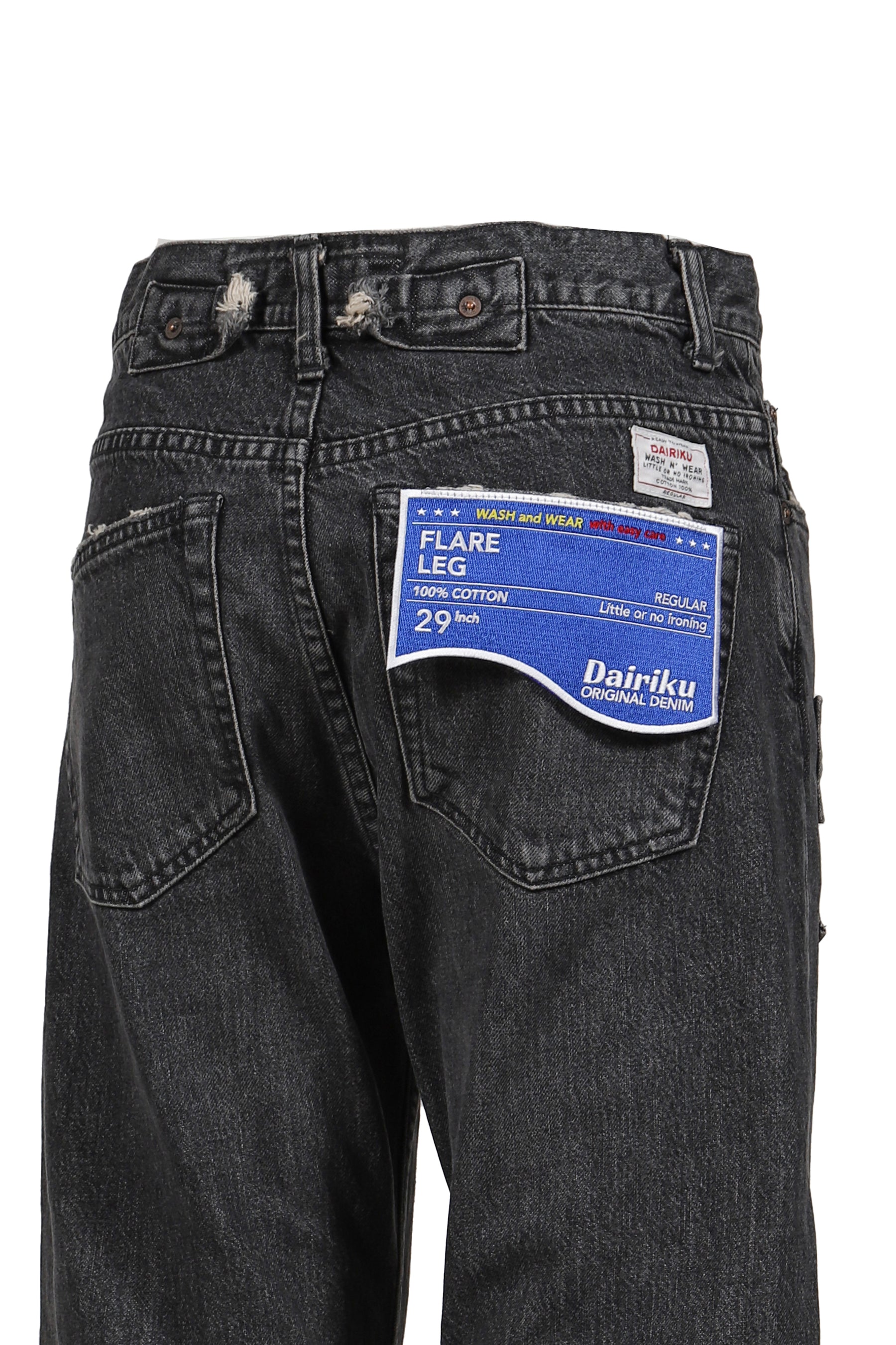 "RIBBON" VINTAGE DENIM PANTS / BLK