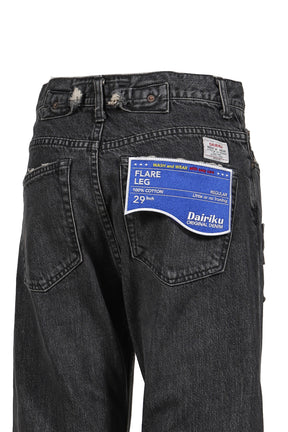 "RIBBON" VINTAGE DENIM PANTS / BLK