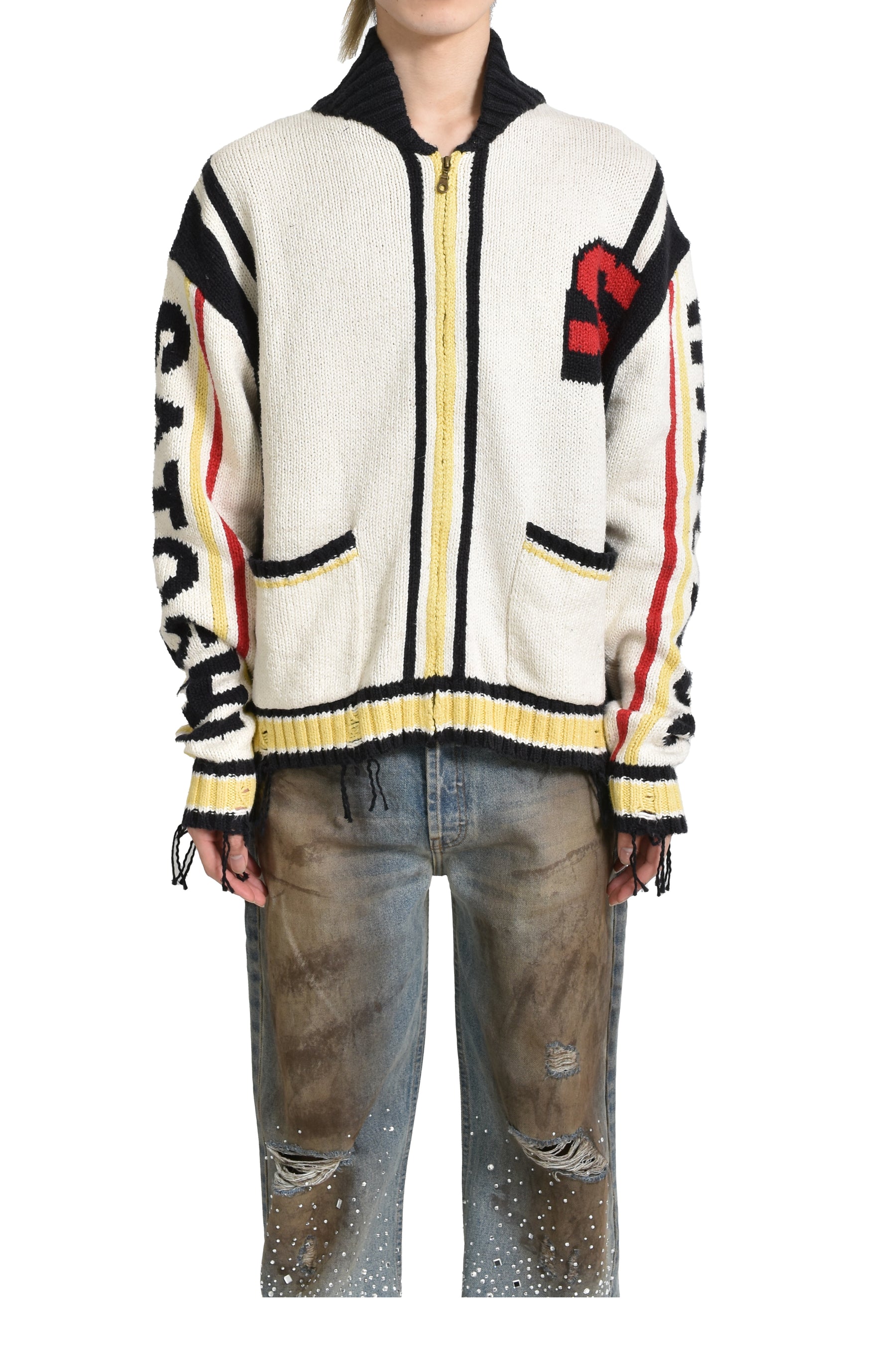 “MEMORY” VARSITY CARDIGAN / WHT