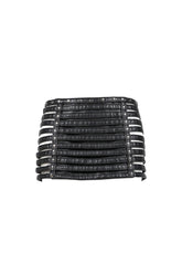 FAUX PU SLASHED MINI SKIRT / BLK DENIM