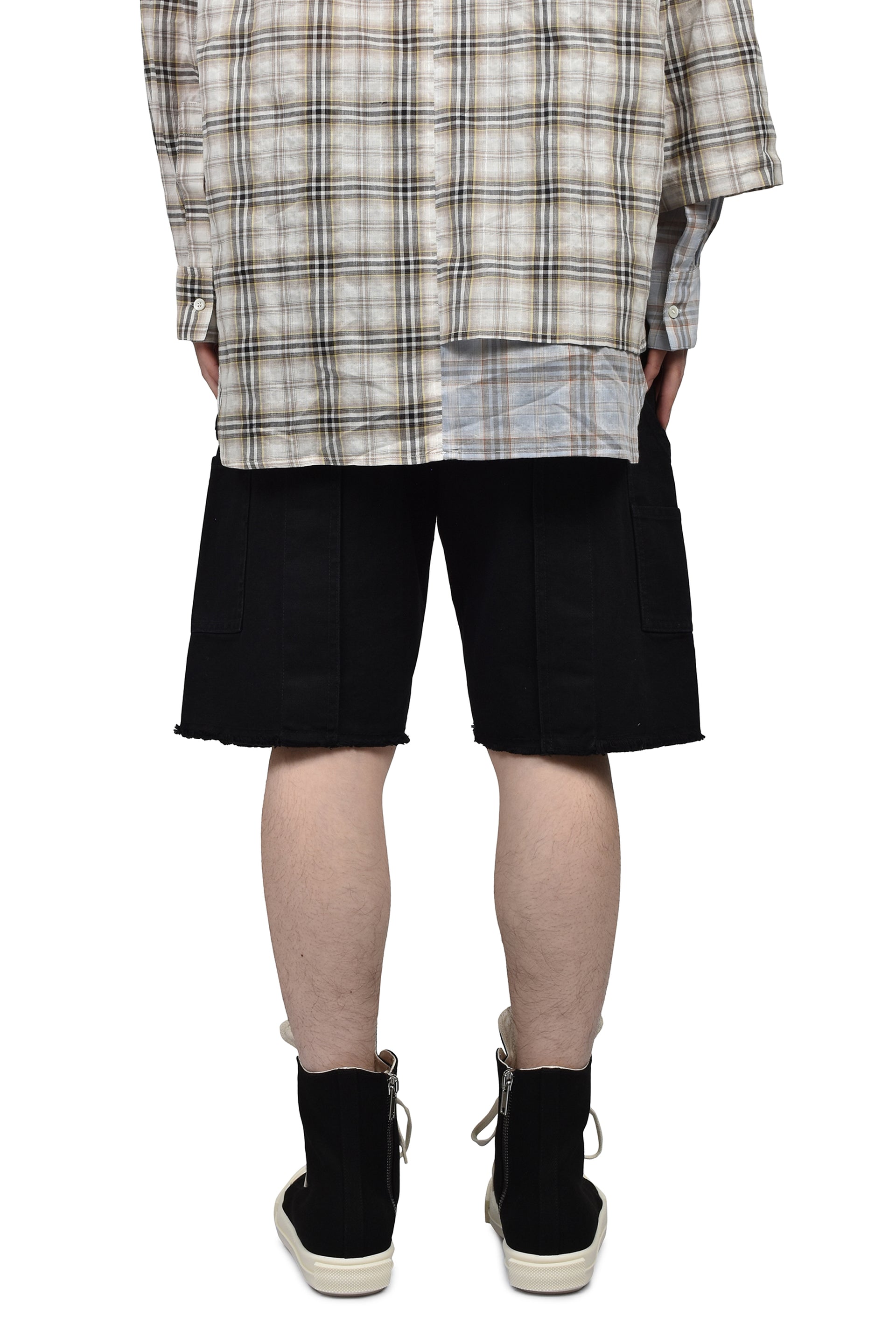 DOUBLE KNEE MOTION PLEAT CANVAS SHORT PANTS(EXCLUSIVE) / FADE BLK