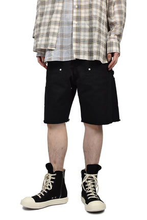 DOUBLE KNEE MOTION PLEAT CANVAS SHORT PANTS(EXCLUSIVE) / FADE BLK
