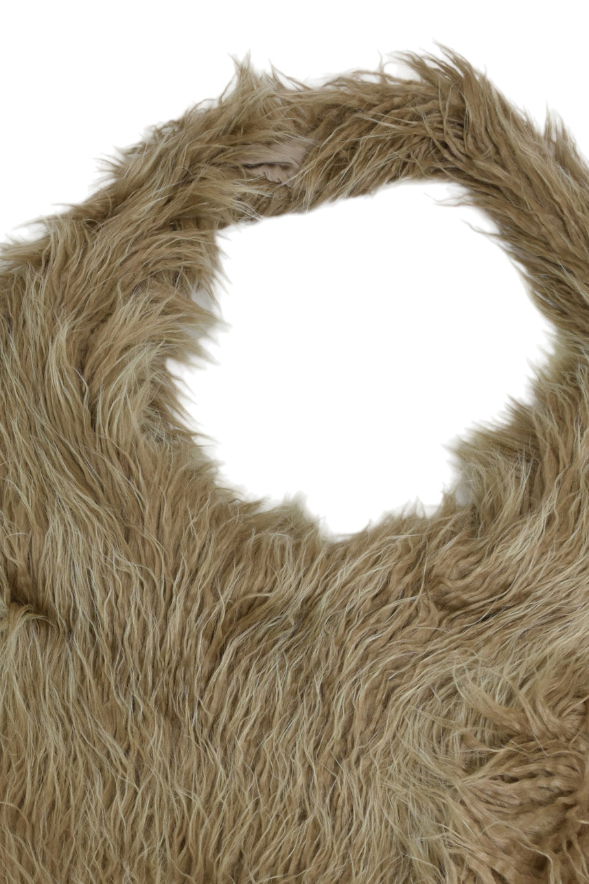 HAIRY FUR OVERSIZED SHOULDER BAG / SAND