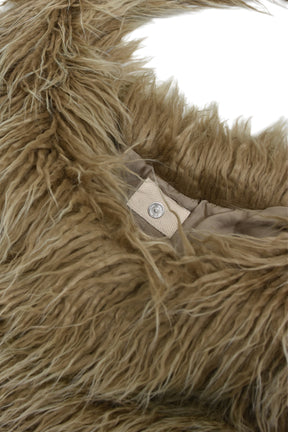 HAIRY FUR OVERSIZED SHOULDER BAG / SAND