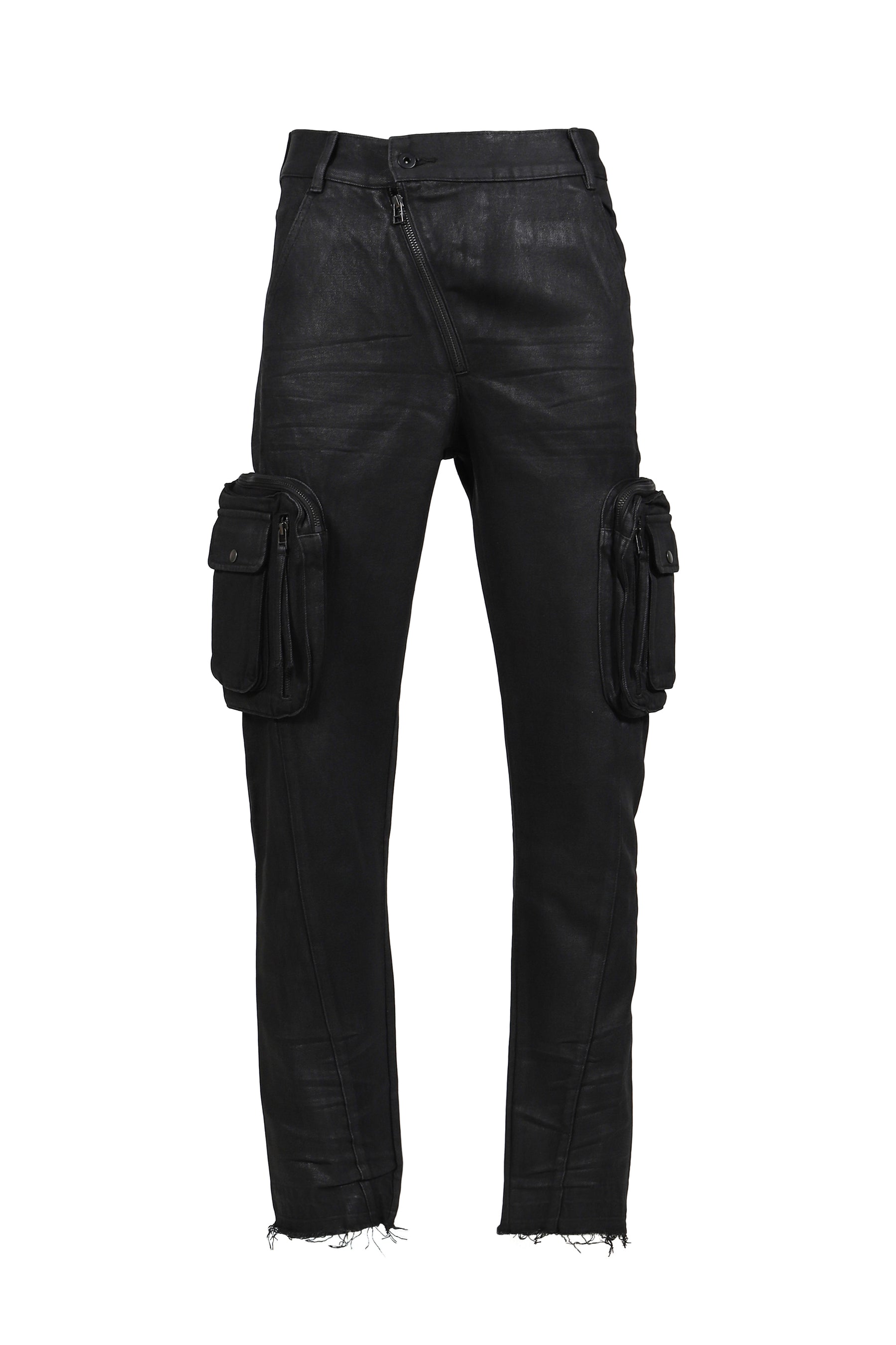 WAXED COMBAT PANTS / BLACK