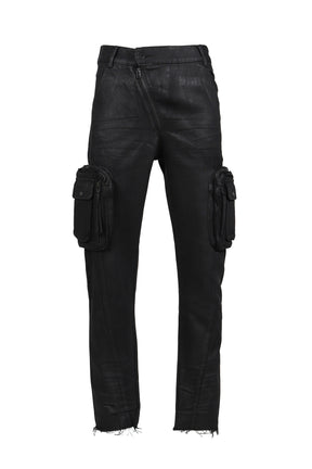 WAXED COMBAT PANTS / BLACK