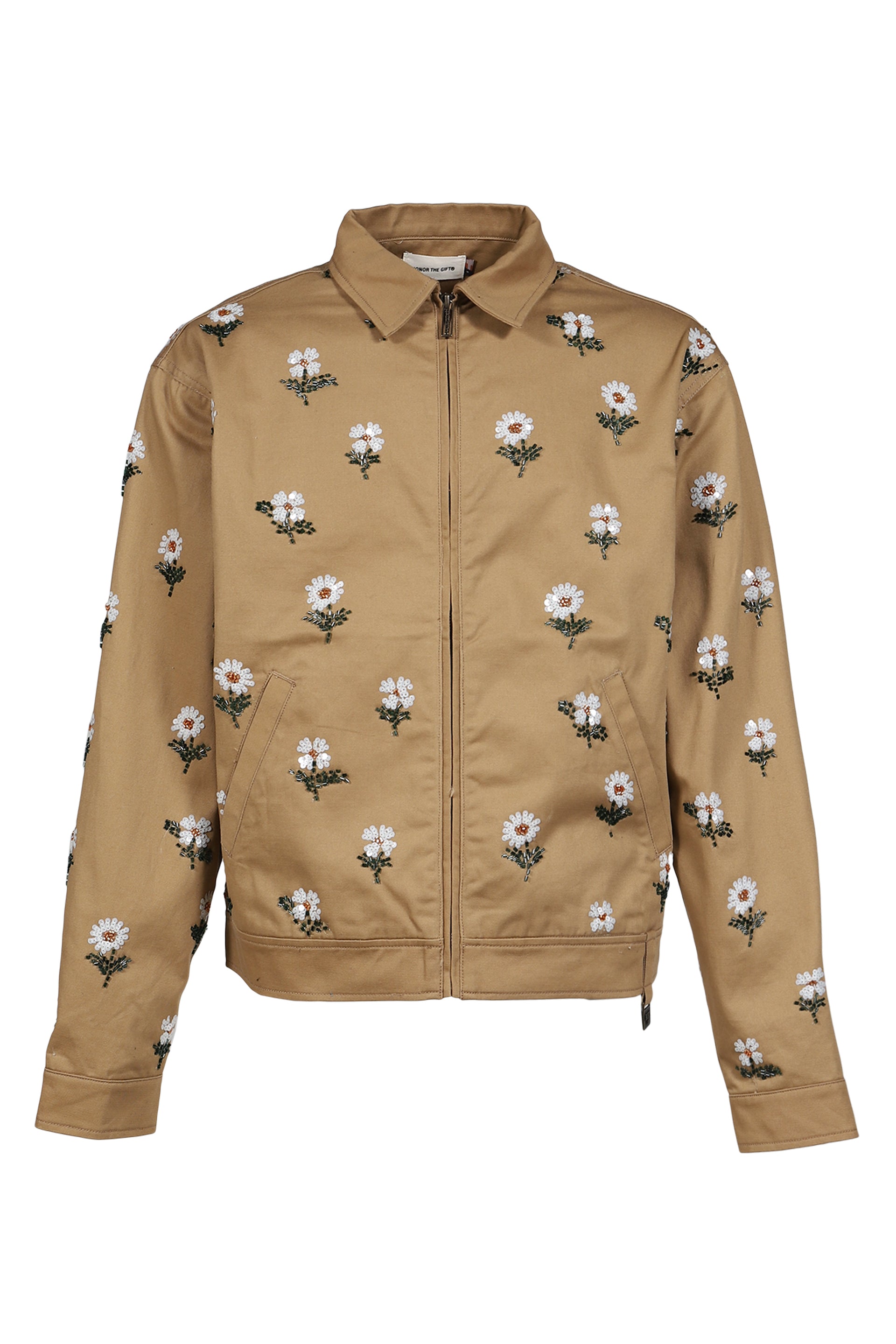 FLOWERS BEADED JACKET / TAUPE