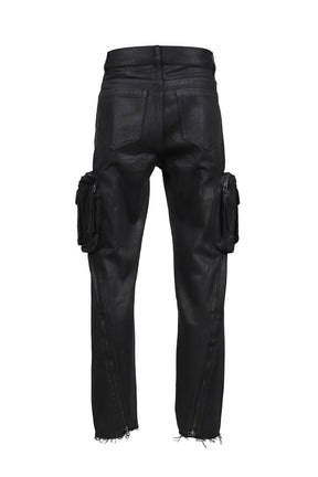 WAXED COMBAT PANTS / BLACK