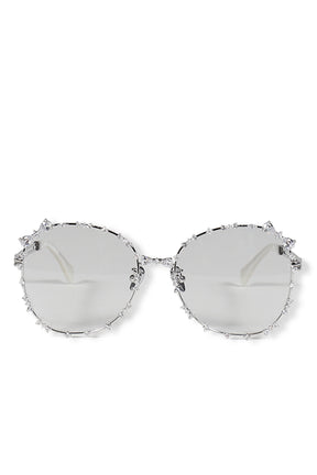 FLOWER GEMSTONE DECORATION GLASSES / SIL