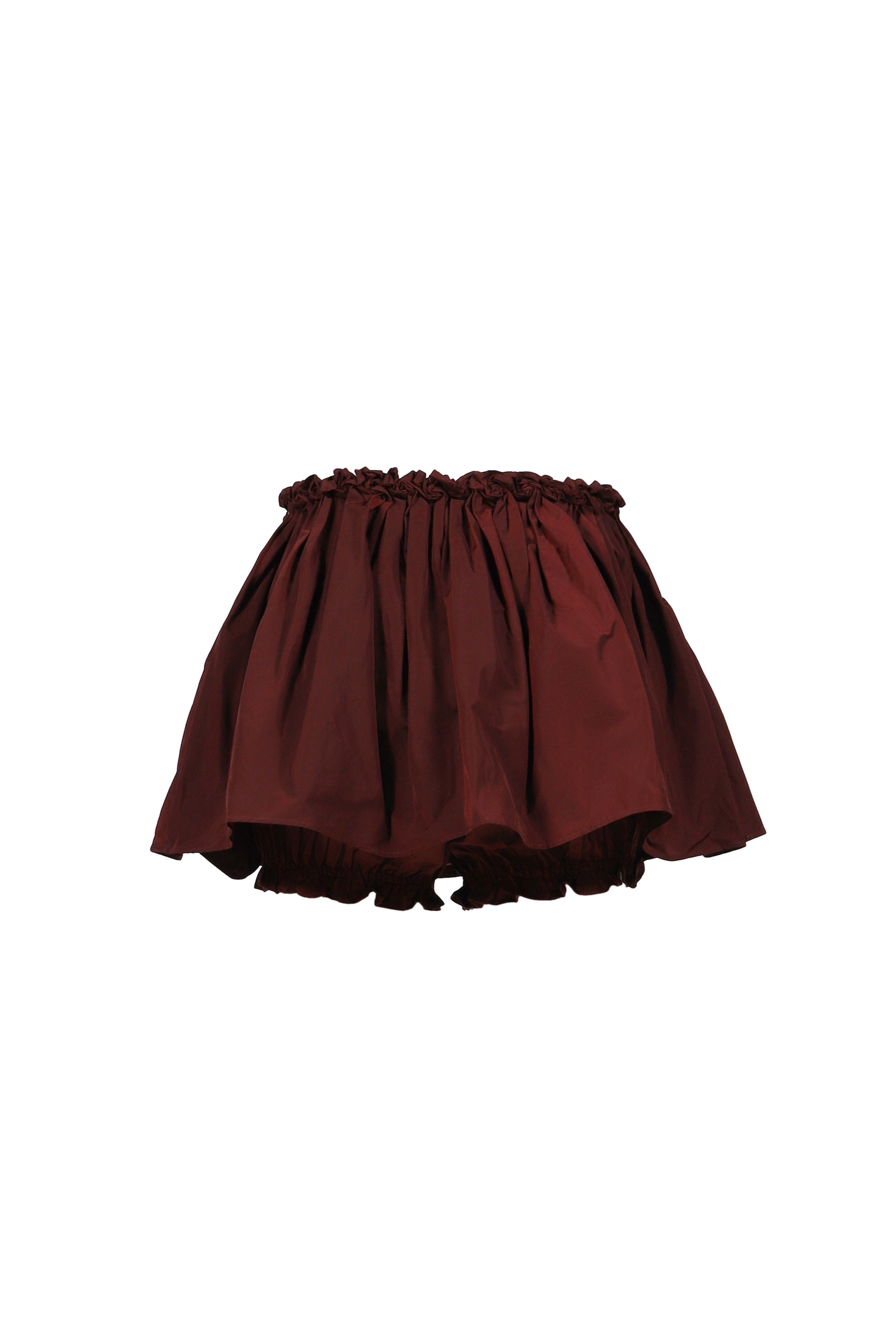HAND-SEWN FLORAL WAIST SHORT SKIRT / RED