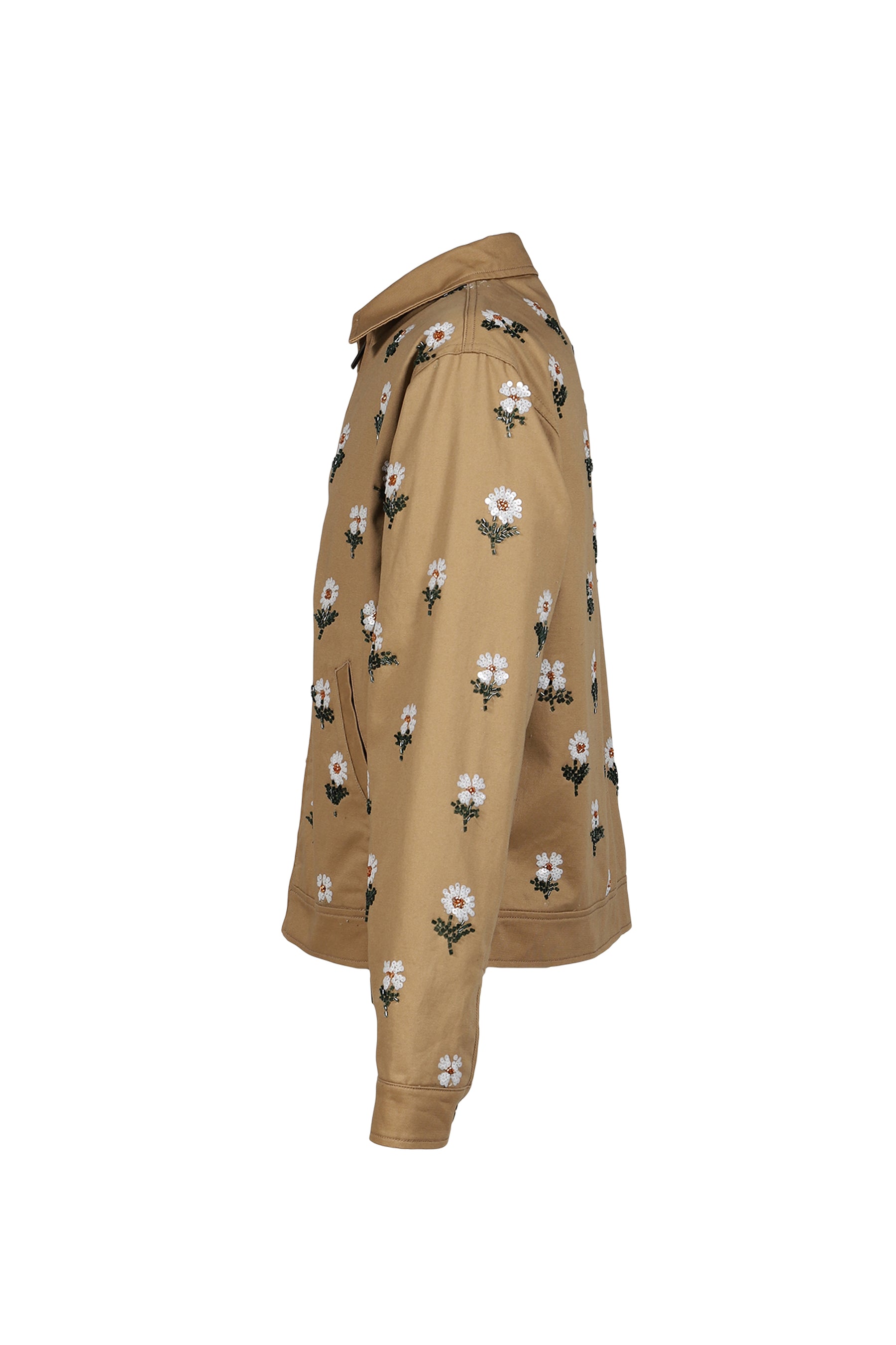 FLOWERS BEADED JACKET / TAUPE