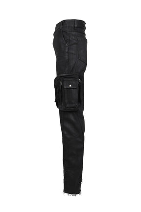 WAXED COMBAT PANTS / BLACK