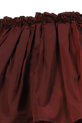 HAND-SEWN FLORAL WAIST SHORT SKIRT / RED