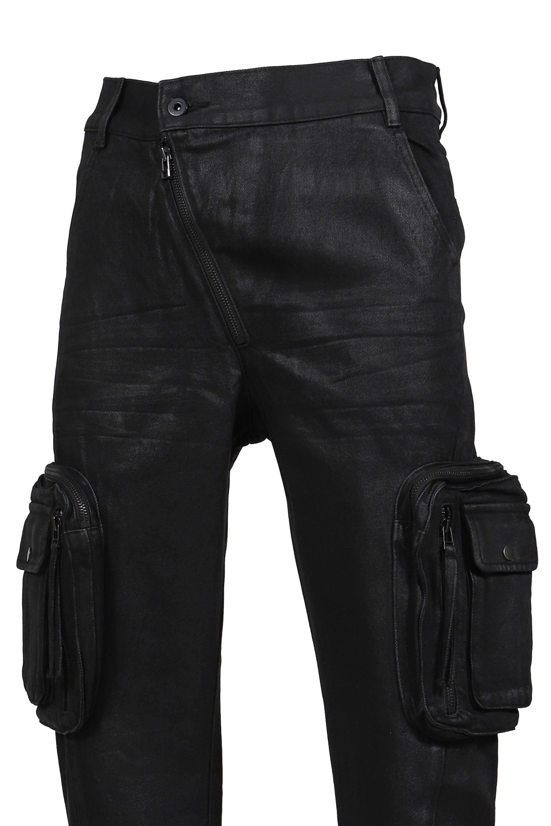 WAXED COMBAT PANTS / BLACK