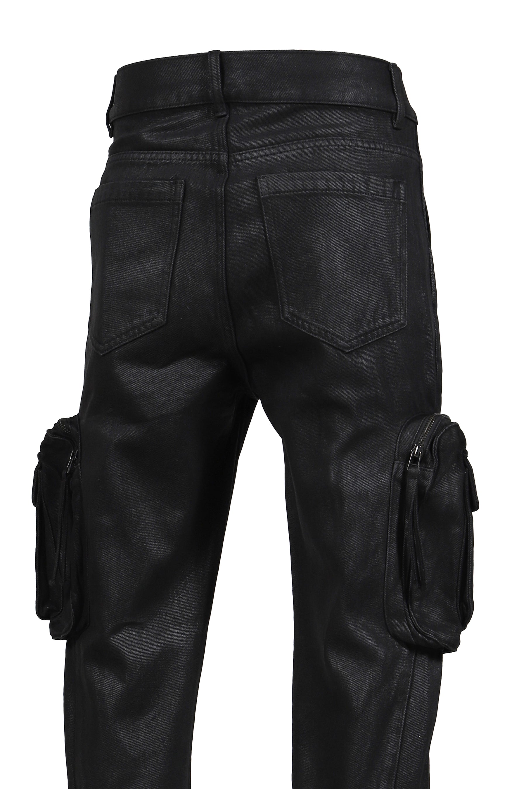 WAXED COMBAT PANTS / BLACK