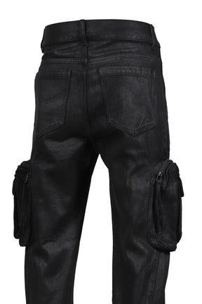 WAXED COMBAT PANTS / BLACK