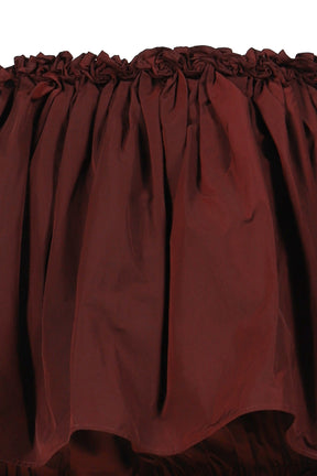 HAND-SEWN FLORAL WAIST SHORT SKIRT / RED