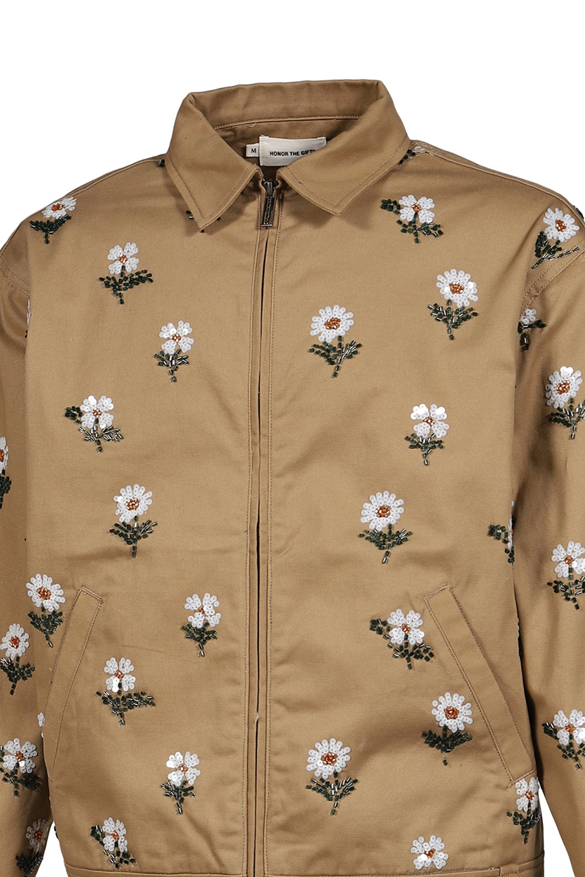 FLOWERS BEADED JACKET / TAUPE