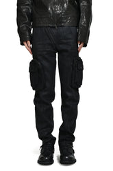 WAXED COMBAT PANTS / BLACK