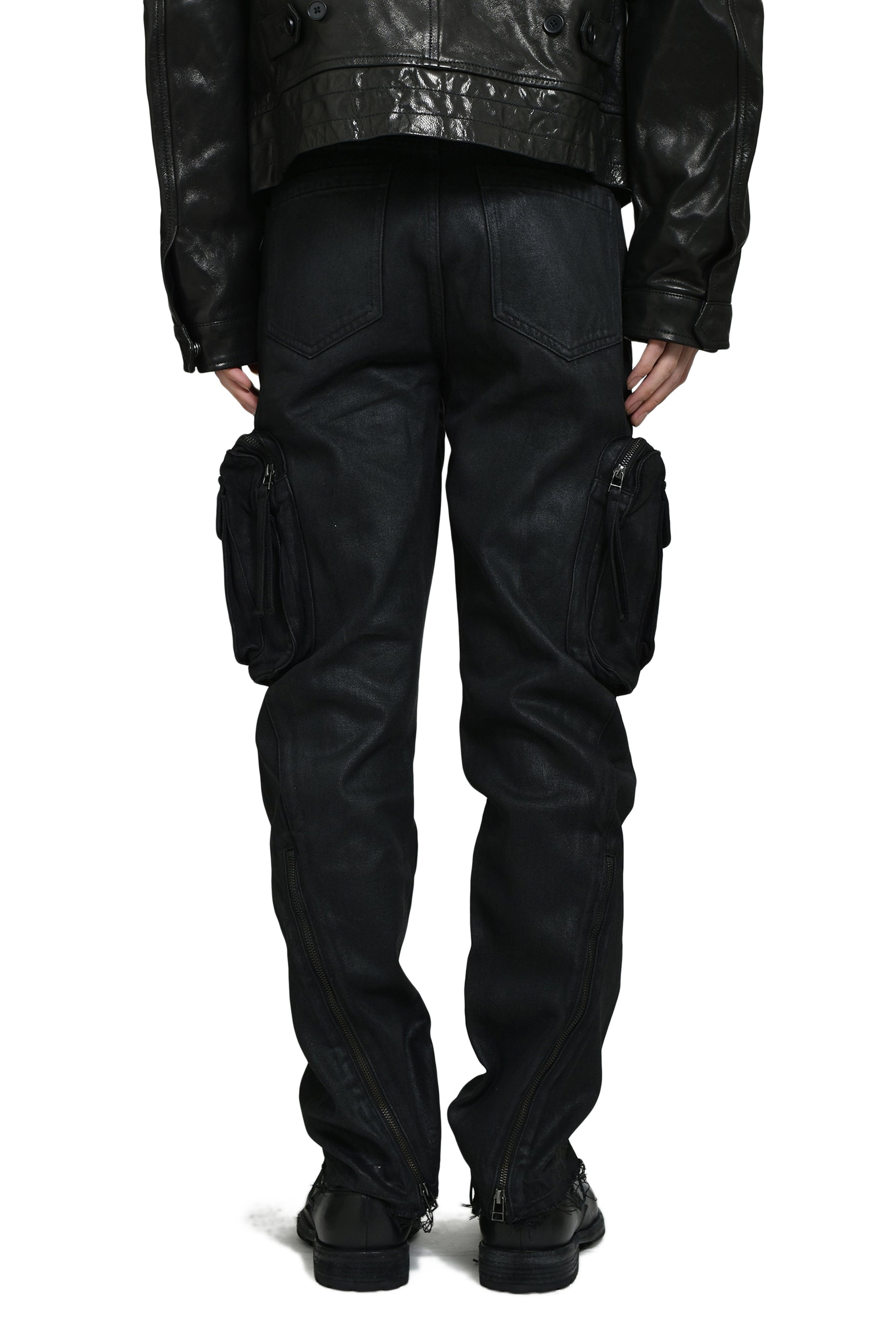 WAXED COMBAT PANTS / BLACK
