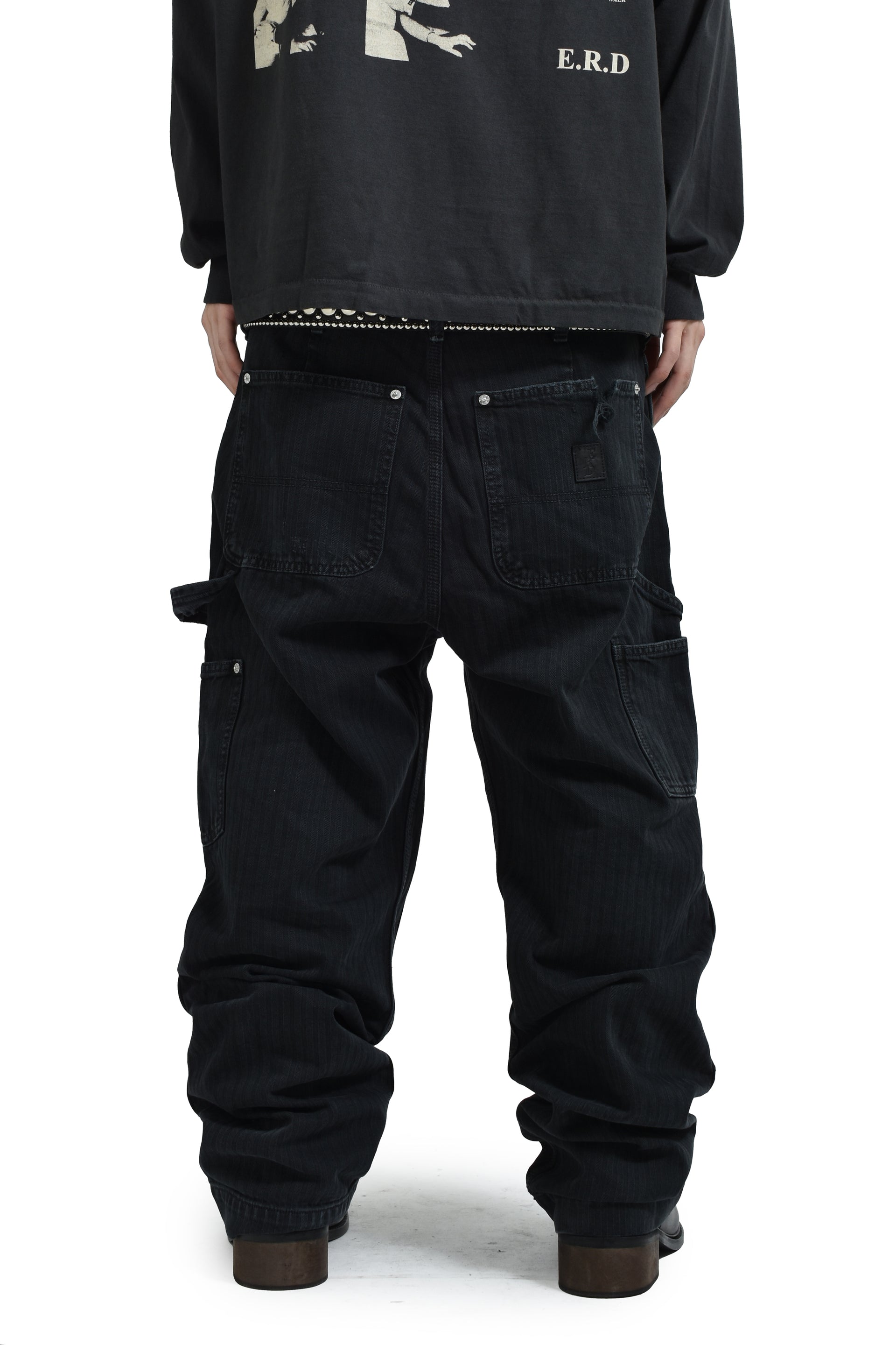 DOUBLE KNEE PAINT PANTS / BLK