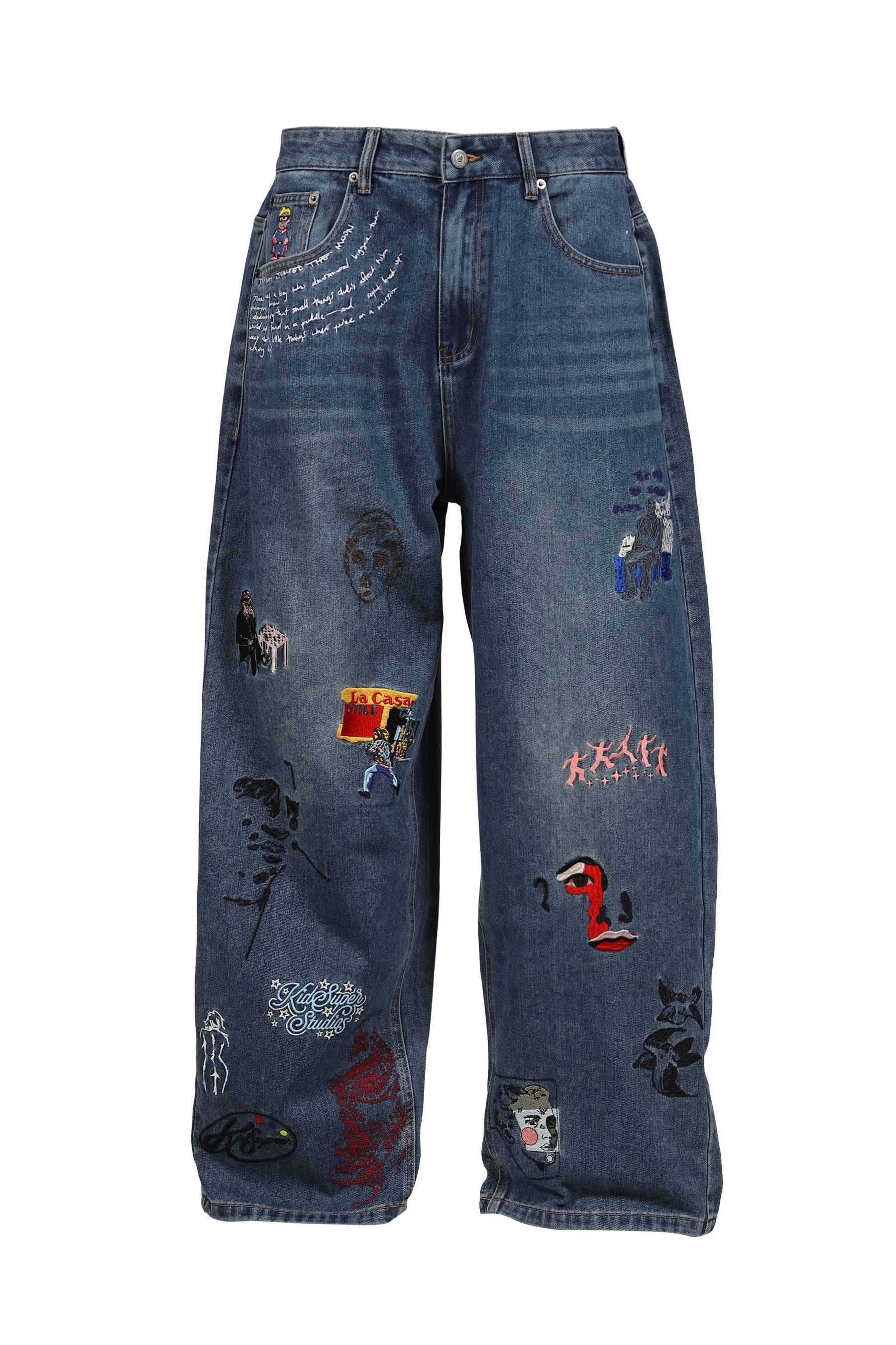 EMBROIDERED PAINTINGS BALLOON PANTS / BLU