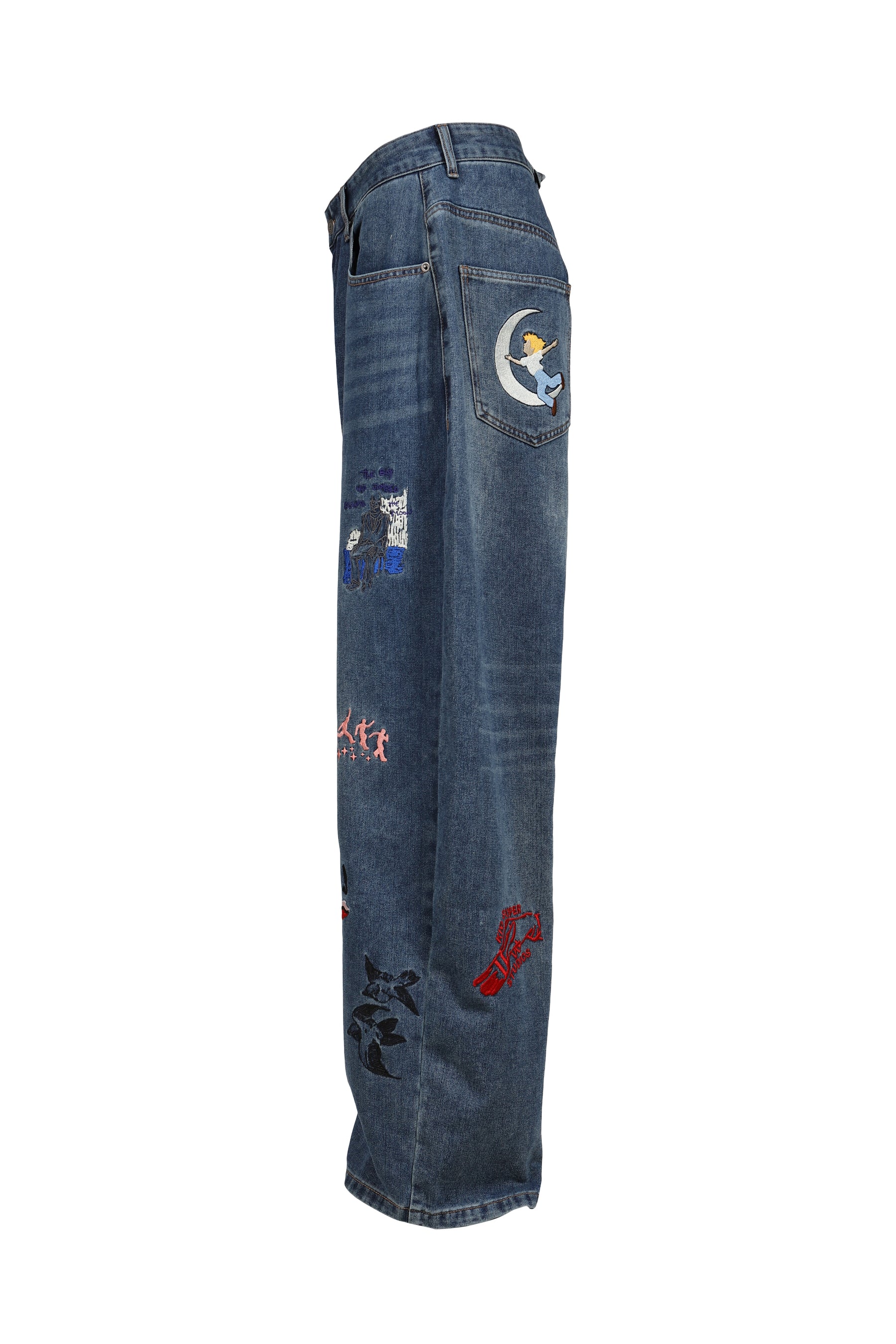 EMBROIDERED PAINTINGS BALLOON PANTS / BLU